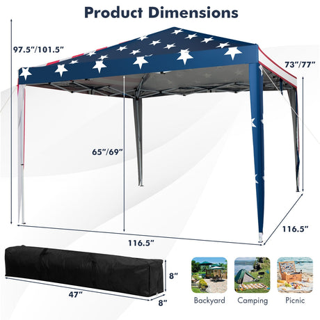 Carpa Toldo Plegable Instantáneo de 3 m x 3 m Fácil de Montar con Mosquitera
