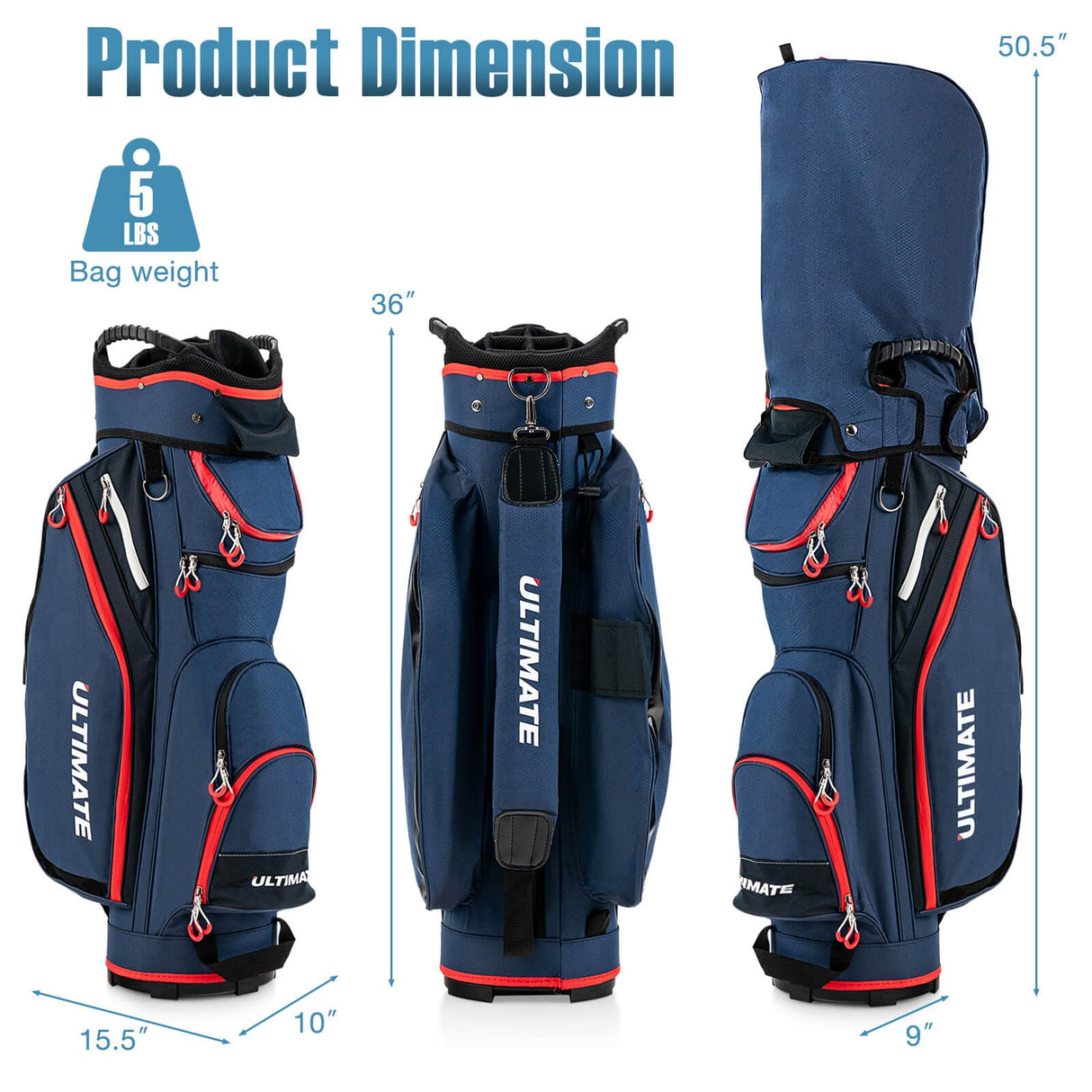 Bolsa de golf de 9.5 pulgadas con organizador superior de 14 divisiones
