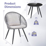 Juego de muebles de patio de 3 piezas con cojines de asiento y respaldo - Gris
