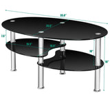 Mesa de centro ovalada de cristal templado