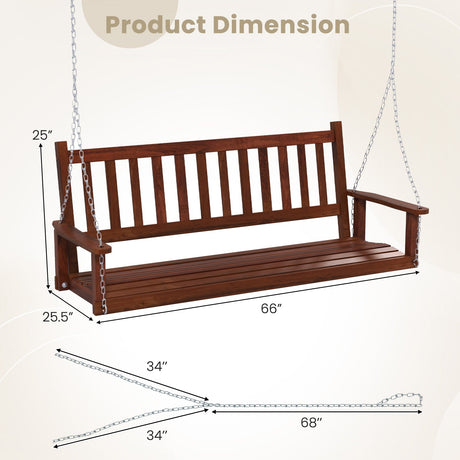 Columpio de porche de madera para 3 personas con capacidad de 800 lb