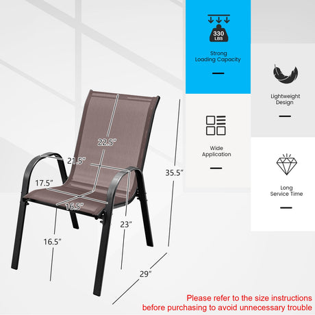 Juego de 4 sillas apilables de patio con reposabrazos para comedor