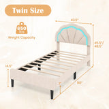 Base de cama tapizada con LED, cabecero de flores ajustable y patas de soporte de metal, tamaño doble