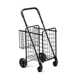 Folding Shopping Cart Basket Rolling Trolley with Adjustable Handle