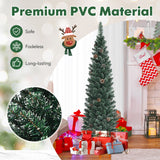 Snowy Artificial Pencil Christmas Tree with Pine Cones