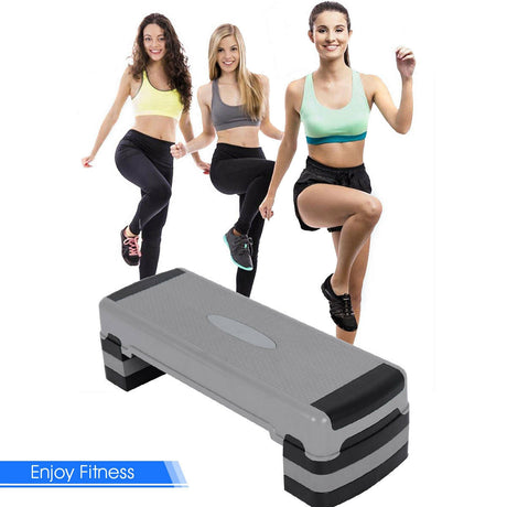 Step de Ejercicio Aeróbico y Cardio Ajustable de 35 Pulgadas con Elevadores