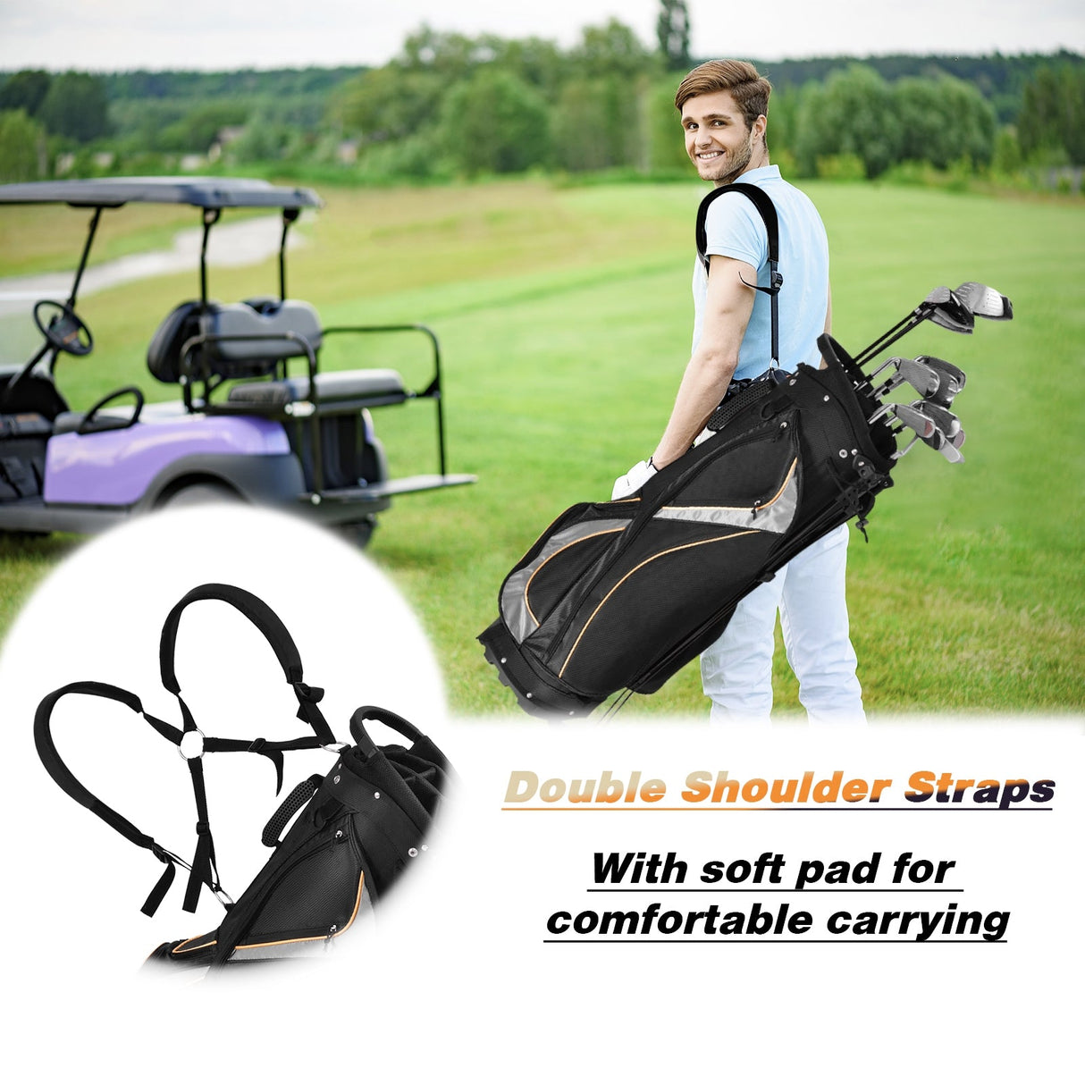 Bolsa de golf de 9 pulgadas con divisores, bolsillos y almacenamiento