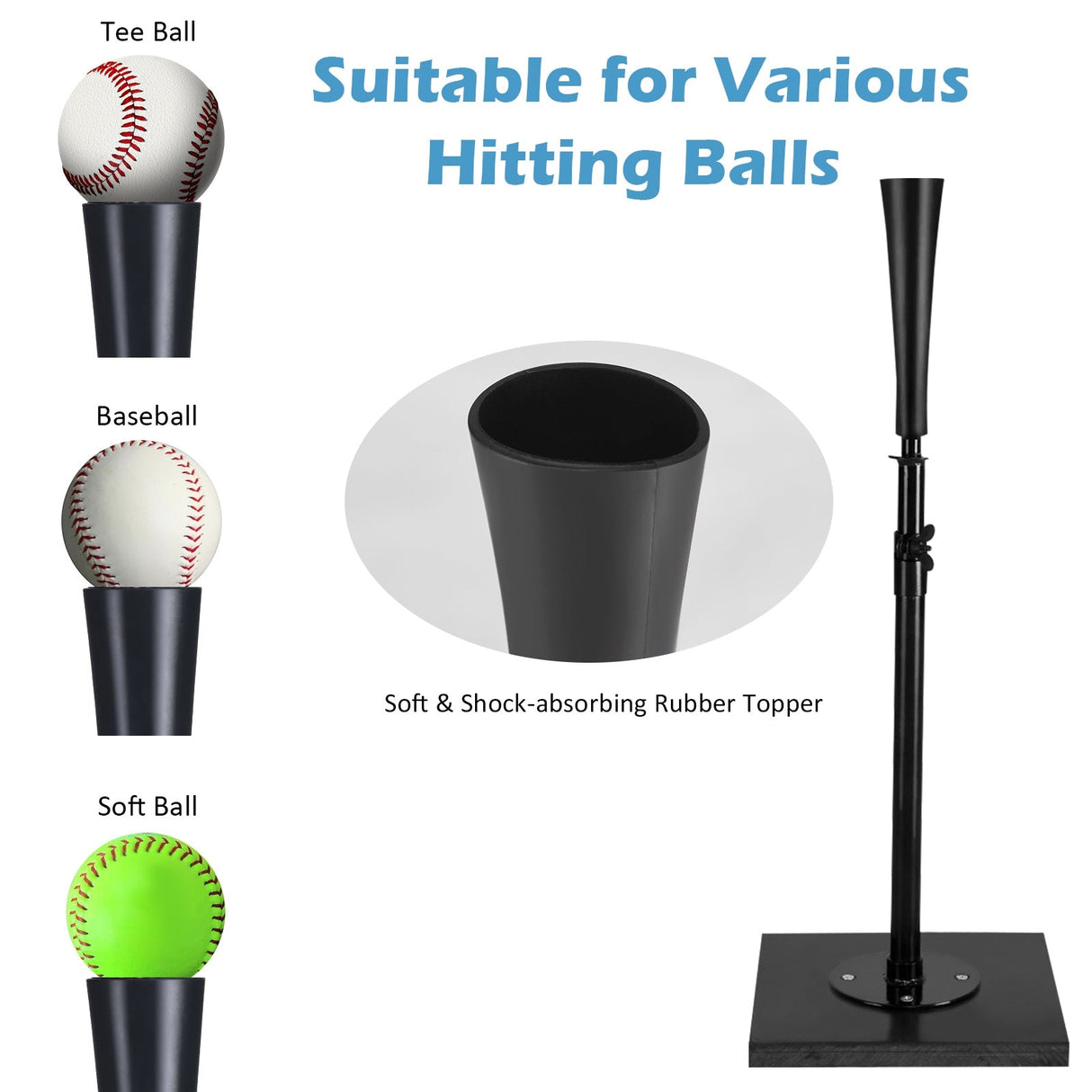 Cono de bateo resistente y ajustable de 36 pulgadas para béisbol