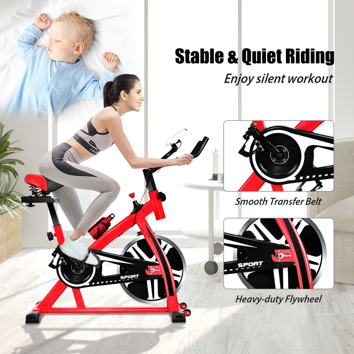 Bicicleta estática ajustable para ciclismo y ejercicio cardiovascular