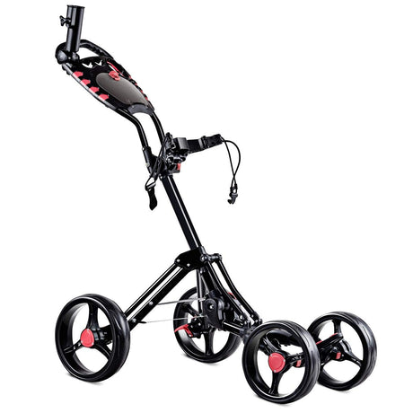 Carro de golf plegable de 4 ruedas para empujar y jalar