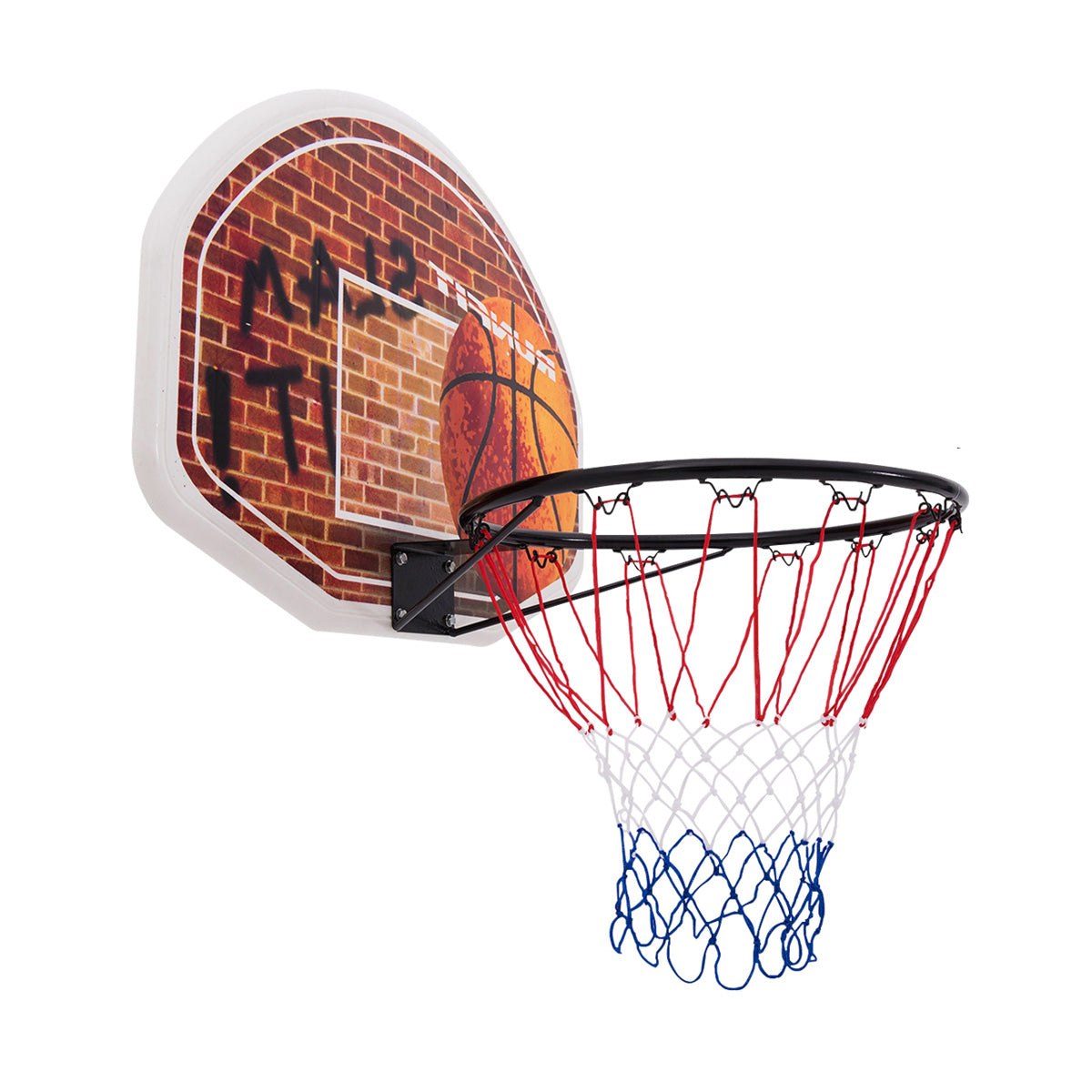 Tablero de baloncesto montado en la pared con aro y 2 redes