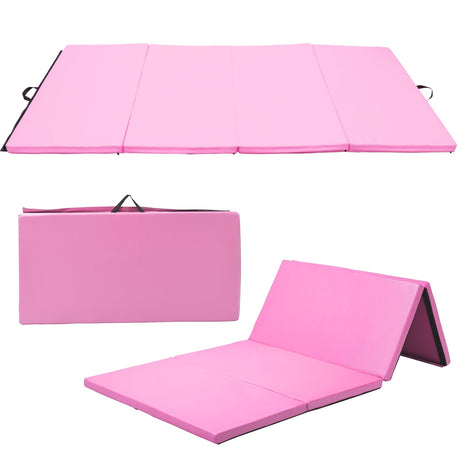 Colchoneta de gimnasia plegable de 4 paneles con asas de transporte para gimnasio en casa - Azul marino