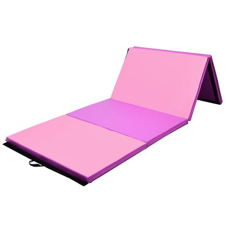 Colchoneta de gimnasia plegable de 4 pies x 10 pies de grosor - Rosa y morado