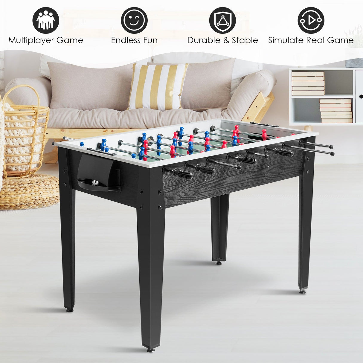 Mesa de Futbolín de Madera de 48 Pulgadas, Tamaño de Competición, para Recreación en Casa