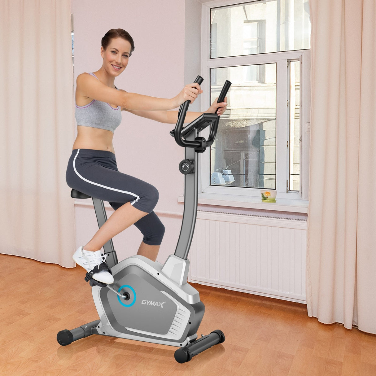 Bicicleta estática vertical magnética con resistencia de 8 niveles