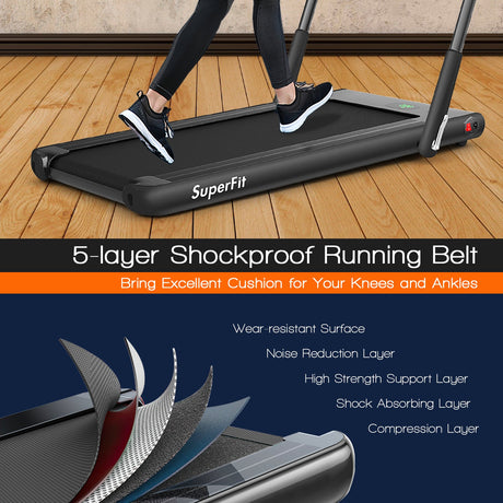 Cinta de correr plegable 2 en 1 con control remoto y pantalla LED - Negro