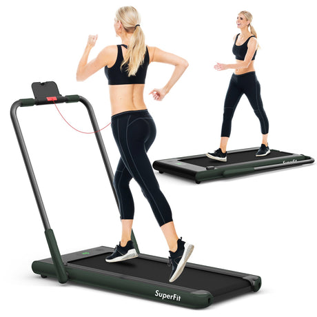 Cinta de Correr Plegable 2 en 1 con Control Remoto y Pantalla LED - Verde