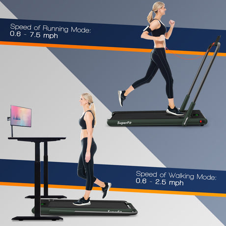 Cinta de Correr Plegable 2 en 1 con Control Remoto y Pantalla LED - Verde