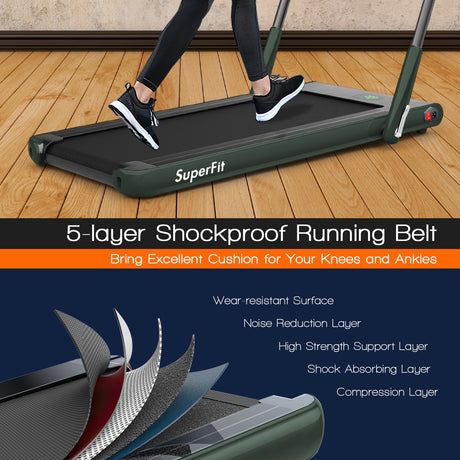 Cinta de Correr Plegable 2 en 1 con Control Remoto y Pantalla LED - Verde
