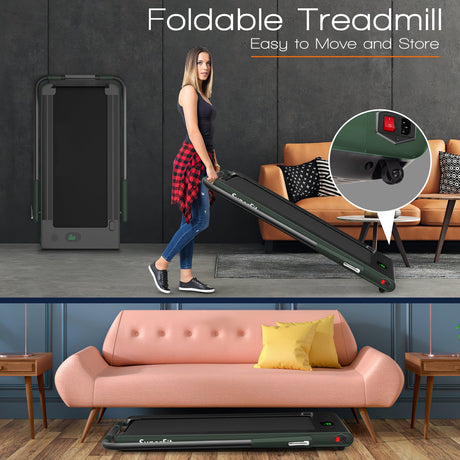 Cinta de Correr Plegable 2 en 1 con Control Remoto y Pantalla LED - Verde