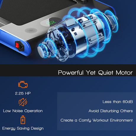 Cinta de correr plegable 2 en 1 con control remoto y pantalla LED-Azul