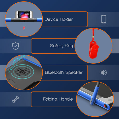 Cinta de correr plegable 2 en 1 con control remoto y pantalla LED-Azul