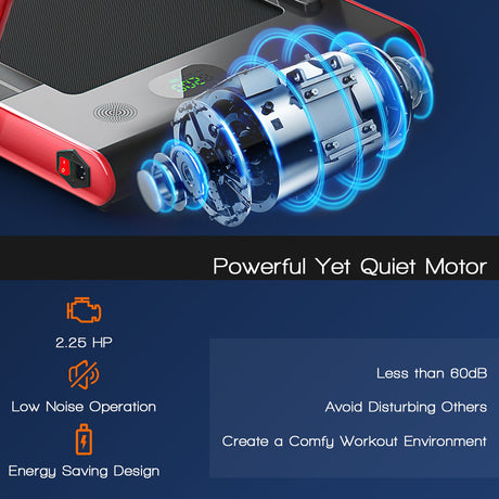 Cinta de correr plegable 2 en 1 con control remoto y pantalla LED-Rojo