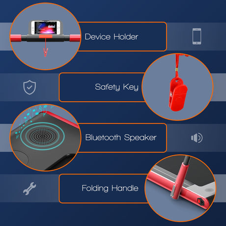 Cinta de correr plegable 2 en 1 con control remoto y pantalla LED-Rojo