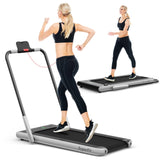 Cinta de Correr Plegable 2 en 1 con Control Remoto y Pantalla LED-Plateada