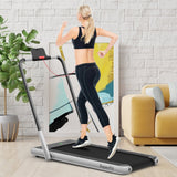 Cinta de Correr Plegable 2 en 1 con Control Remoto y Pantalla LED-Plateada