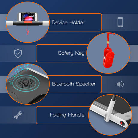 Cinta de correr plegable 2 en 1 con control remoto y pantalla LED-Blanca
