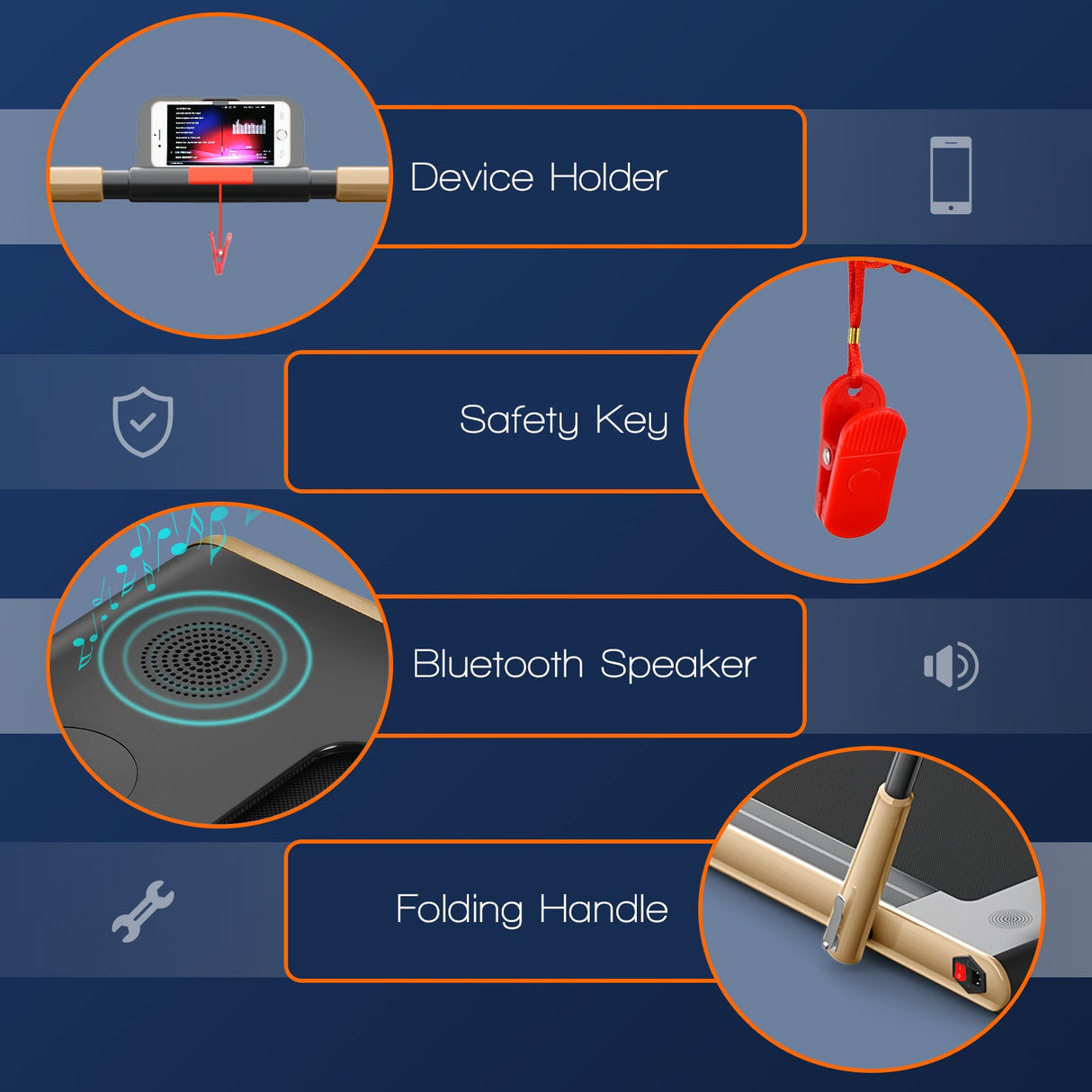 Cinta de Correr Plegable 2 en 1 con Control Remoto y Pantalla LED-Dorada
