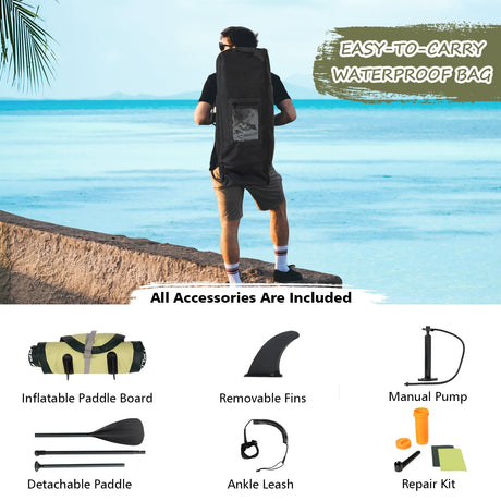 Tabla de surf inflable de 11 pies con remo y bolso