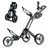 Carro de golf plegable de 3 ruedas con freno, marcador y mango ajustable