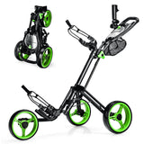 Carro de golf plegable de 3 ruedas con freno, marcador y mango ajustable
