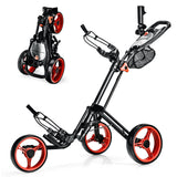 Carro de golf plegable de 3 ruedas con freno, marcador y mango ajustable
