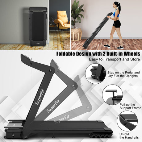 Cinta de Correr Eléctrica Plegable de 4.0HP con Altavoz LED - Negra