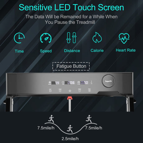 Cinta de Correr Eléctrica Plegable de 4.0HP con Altavoz LED - Negra