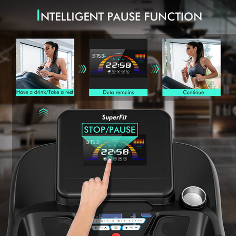 Cinta de correr de 4.75 HP con APP y inclinación automática para casa y apartamento-Negro