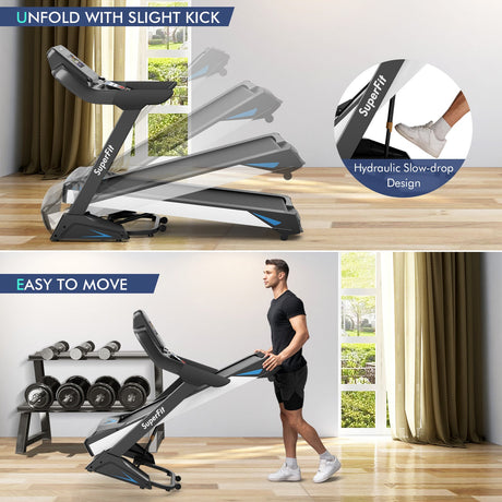 Cinta de correr de 4.75 HP con APP y inclinación automática para casa y apartamento-Negro
