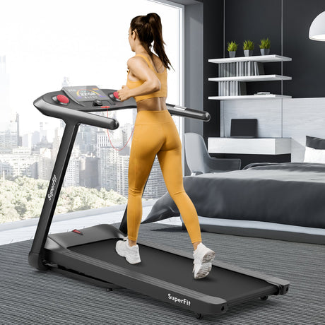 Cinta de correr plegable de 4.75 HP con programas preestablecidos y control de pantalla táctil - Negro
