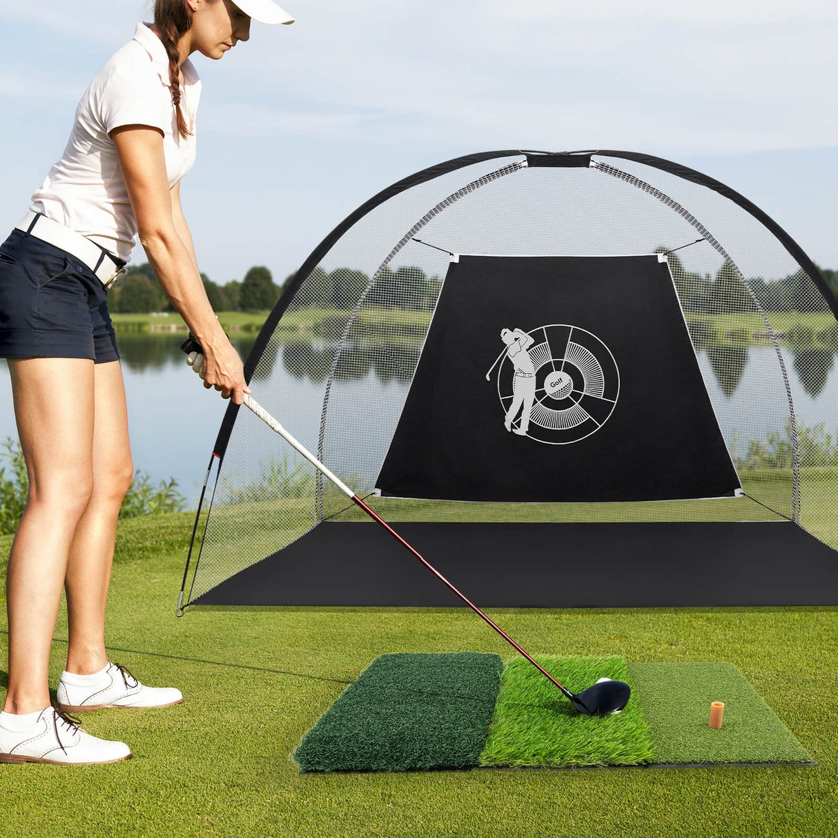 Alfombrillas de golf 3 en 1 con 3 tees de goma