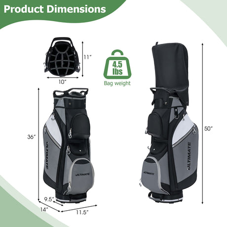 Bolsa de golf de pie de 14 divisores con capota impermeable para la lluvia
