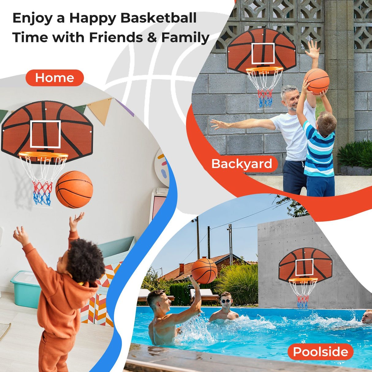 Partidos de baloncesto interiores y exteriores con tablero grande inastillable
