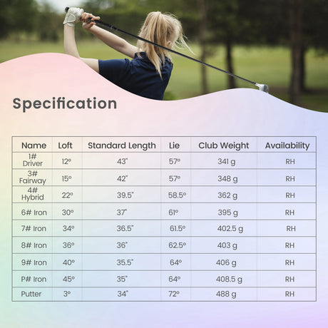 Juego completo de 9 palos de golf para mujer
