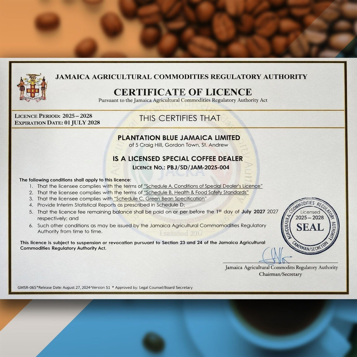 Café Plantation Blue 100% Jamaica Blue Mountain - Tostado Medio - 8oz Molido