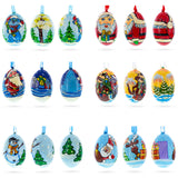 6 Santa, Snowman, Reindeer, Cat and Dog Wooden Christmas Ornaments 3 Inches