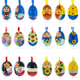 6 Ukrainian and  Doll Wooden Christmas Ornaments 3 Inches