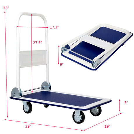 Carretilla de plataforma plegable de 150 kg para almacén