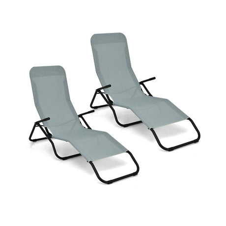 2 Tumbonas plegables portátiles para patio con diseño balancín - Verde claro
